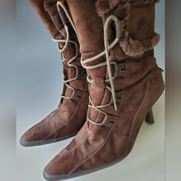 Brown Lace-Up Women's Boots - Picture 2 of 3